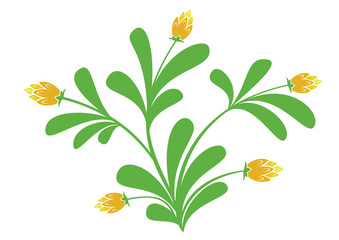 vector green plant with orange flowers