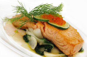 Broiled salmon