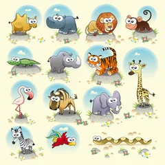 Rolgordijnen Savanne dieren. Vector geïsoleerde karakters. © ddraw