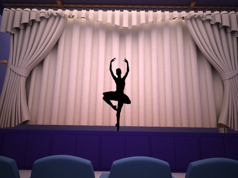 danza teatro cinema attori platea ballerina palco render 3d