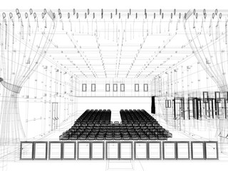 teatro rendering 3d progetto