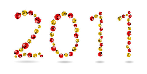 Vector 2011 year formed from ladybugs