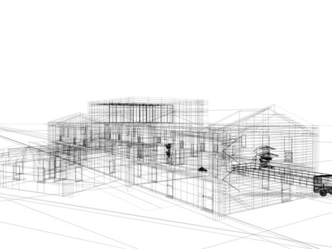 edificio ecostostenibile a pannelli solari render 3d progetto