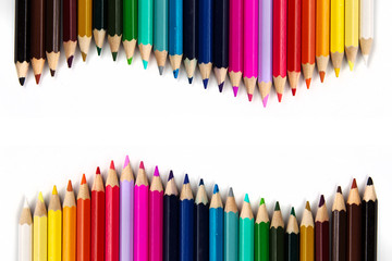 Colored pencils isolated in white