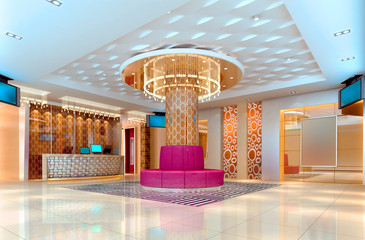 3D club corridor, hall