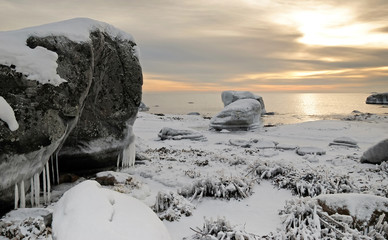 Idyllic winter sea landscape