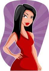 Cartoon girl in red dress