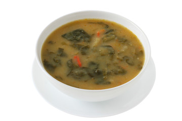 vegetable soup in an white bowl