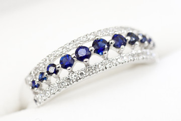 Diamond and Sapphire Engagement Ring