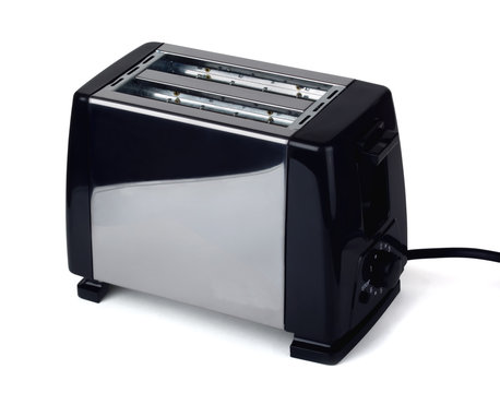 New empty electric  toaster with chrome surface