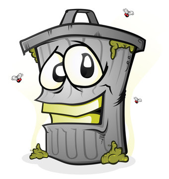 Smiling Dirty Trash Can