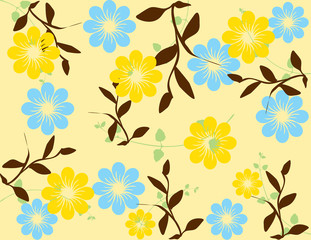 abstract flower spring illustration vector blue yellow