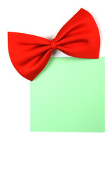 Red bowtie with paper note