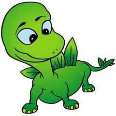 Green Dino - colored cartoon illustration