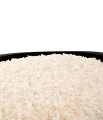 rice and black plate isolated on white