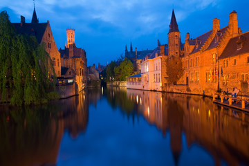 Naklejka premium Bruges Canal Buildings Rozenhoedkaai