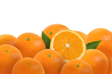 Closeup of bunch of oranges
