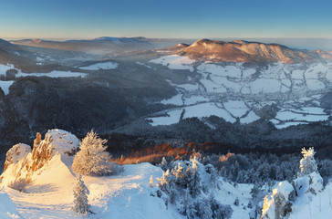 winter landscape with village