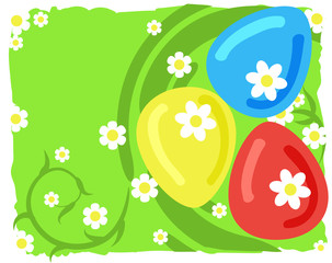 background with three Easter eggs