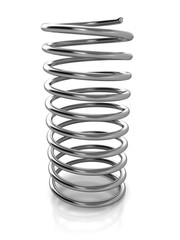 Chrome metal spring over white background