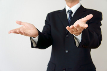 ビジネスマン　説明またはなぜのポーズ