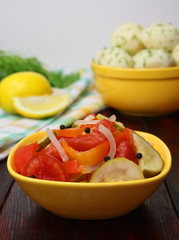 Salad. Tinned vegetables.