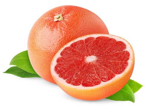 Isolated grapefruit. Cut pink grapefruits isolated on white background