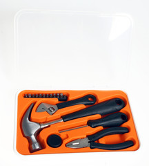 open tool box with hammer