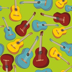 Naklejka premium vector illustration seamless pattern isolated guitars