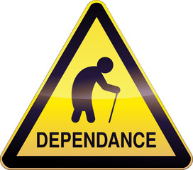 Panneau de danger jaune d&eacute;pendance (d&eacute;tour&eacute;)