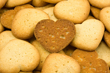 close up of  heart shaped brown cookies
