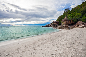 Gloomy weather on the tropical beach.