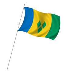 Flag of Saint Vincent and Grenadines with pole flag