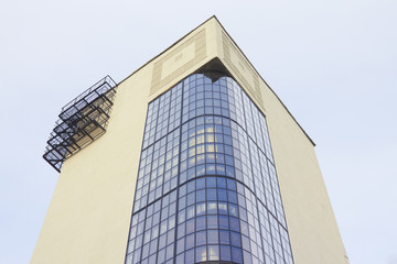 Looking up at the architecture of office building