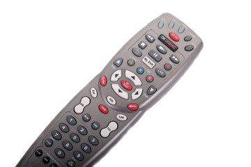 Gray Universal Remote on Angle White Background