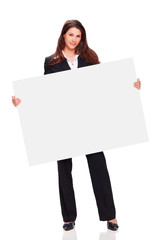 beautiful business lady holding white board