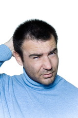 Fototapeta premium man portrait neckache hangover