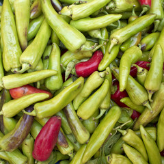 red and green corn peppers peppers closeup