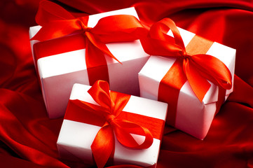 Gifts with red ribbons