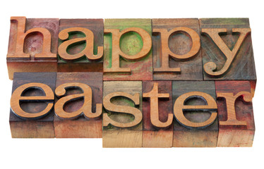 happy Easter- words in letterpress type