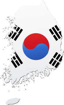 Carte de la Corée du Sud drapeau relief (détouré)