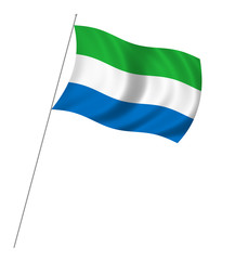 Flag of Sierra Leone with pole flag waving