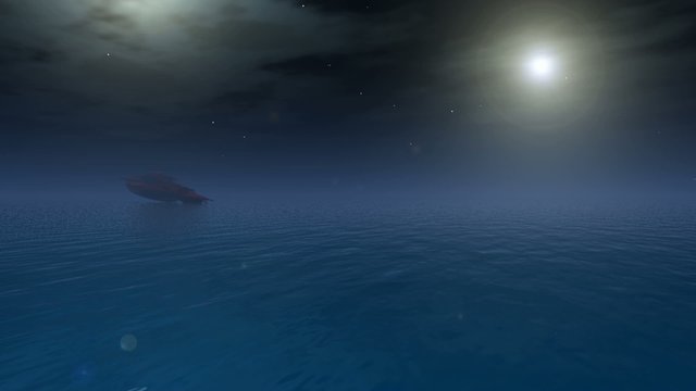 Das Raumschiff auf dem Wasserplanet