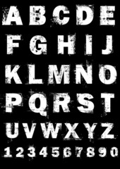 Grunge full alphabet and numerics