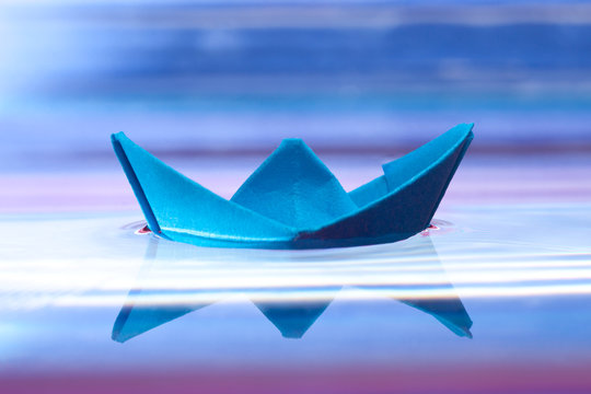 Blue paper boat