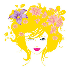 résumé femmes illustration vecteur silhouette fleurs jaune