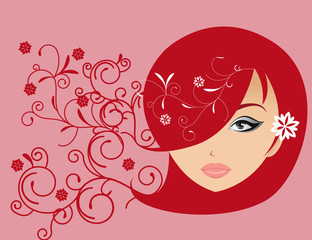femmes abstraites illustration vecteur cheveux roux visage romantique
