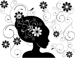 Foto op Plexiglas abstracte vrouwen illustratie vector silhouet bloemen © D. Kohn