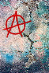dirty wall with anarchy symbol