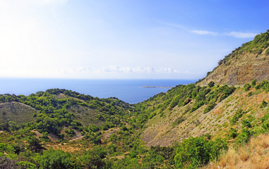 Black sea landscape in suburb of Anapa, Russia